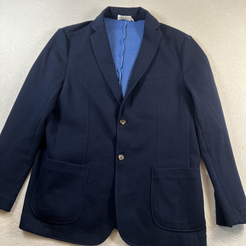Peter Millar Crown Comfort Blazer Mens XL Blue Wool Unlined Sport Coat Casual